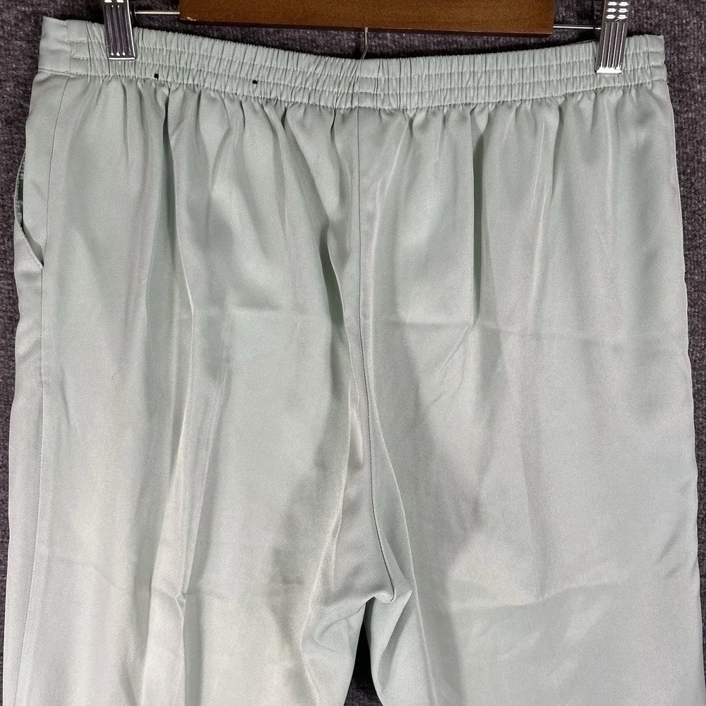Alfred Dunner Crop Pants Womens 10 Green Satin Shimmer Career Button Hem 30x19‎
